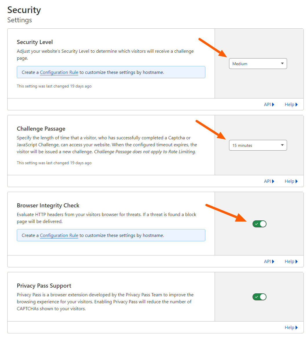 Cloudflare Settings Security Options 1