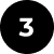 A bold white number 3 centered on a solid black circular background.